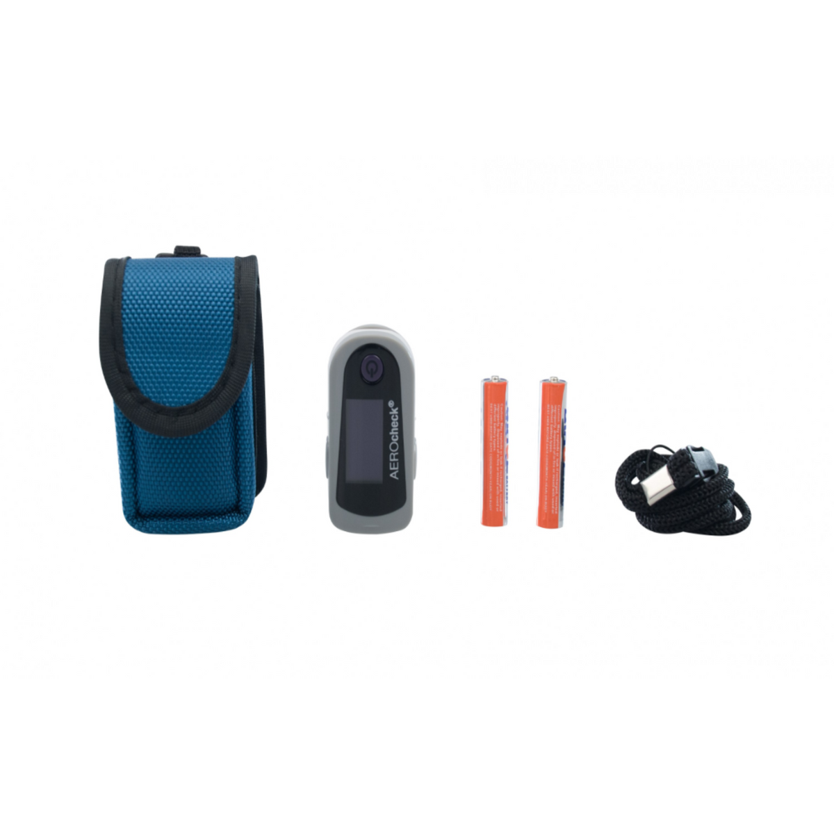 AEROcheck® Economy Pulsoximeter mit Tragetasche, Halteband und AAA-Batterien