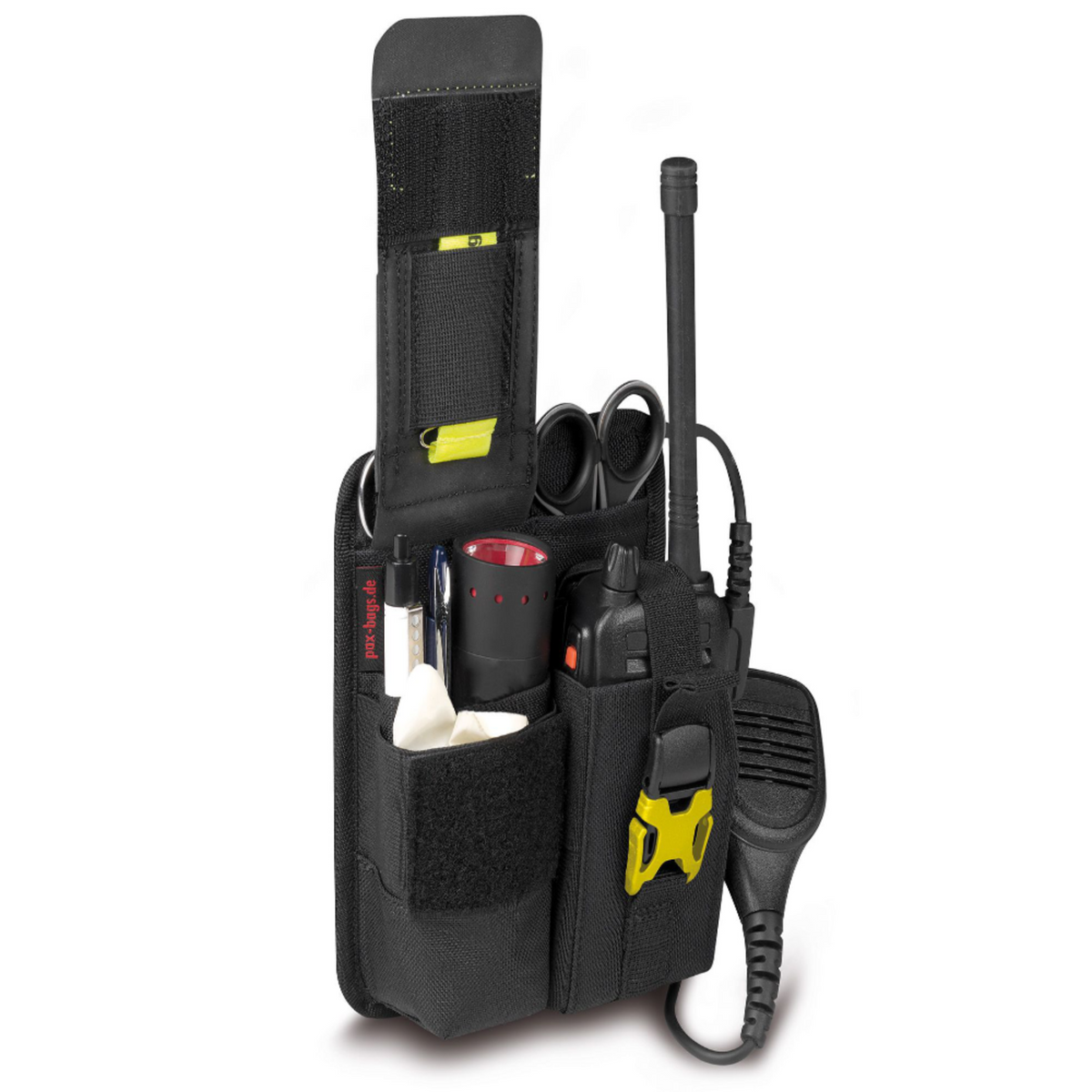 PAX Funkgeräteholster mit Platz für Lampe, Kleiderschere und Pupillenleuchte