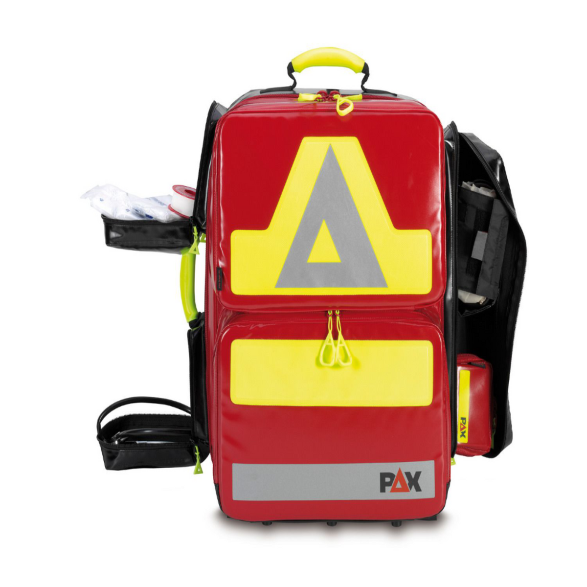 PAX Notfallrucksack mit Reflexstreifen und variabler Innenorganisation - rot